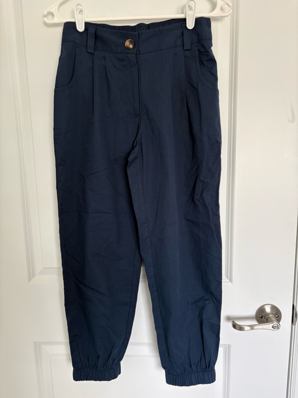 NWT HALARA Navy Elastic-Cuff Casual Pants in Track Joggers Style